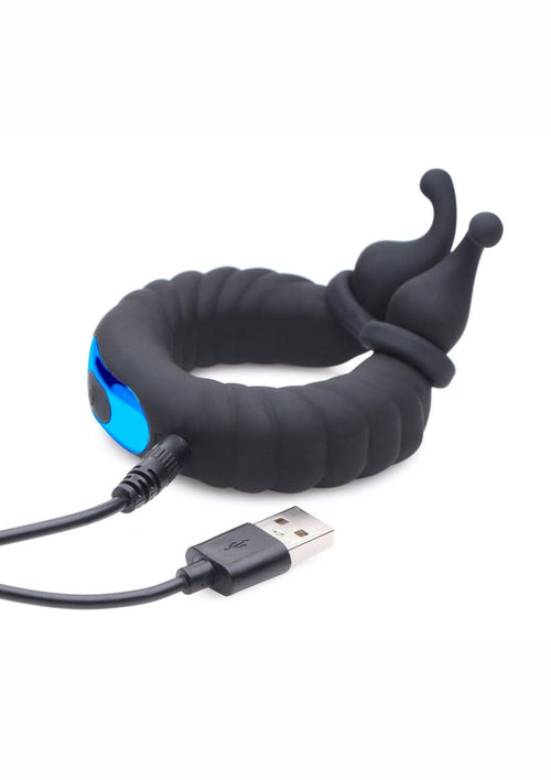 Load image 1 in gallery view. Trinity Men 10x Cock Cobra Dual Stimulating Rechargeable Silicone Cock Ring Trinity Men