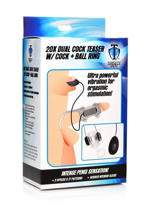 Load image 1 in gallery view. Trinity Men 20x Dual Cock Teaser with Cock and Ball Ring - Clear