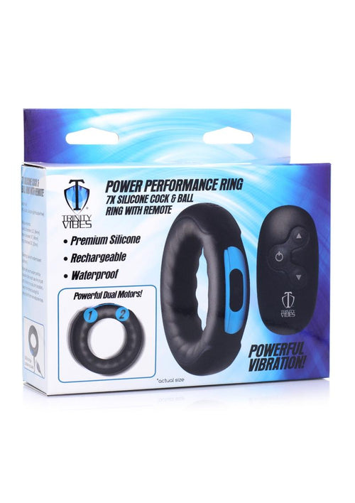 Load image 1 in gallery view. Trinity Men Remote Control 7x Rechargeable Silicone Cock Ring - Black