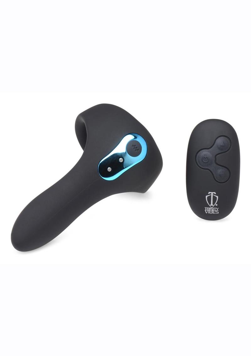 Trinity Men 7x Rechargeable Silicone Cock Ring with Taint Stimulator and Remote Control Trinity Men