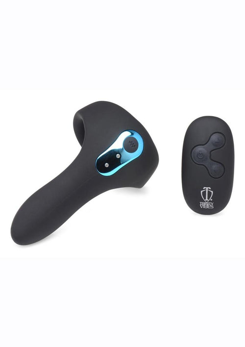 Load image 1 in gallery view. Trinity Men 7x Rechargeable Silicone Cock Ring with Taint Stimulator and Remote Control Trinity Men