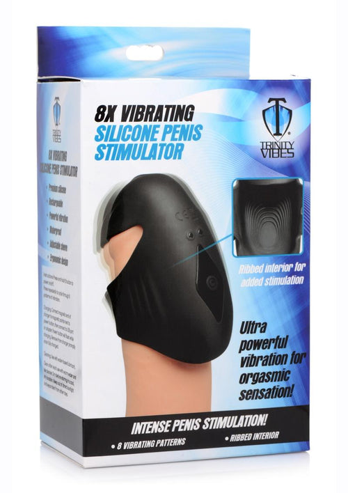 Load image 1 in gallery view. Trinity Men 8x Vibrating Silicone Rechargeable Penis Sleeve - Black