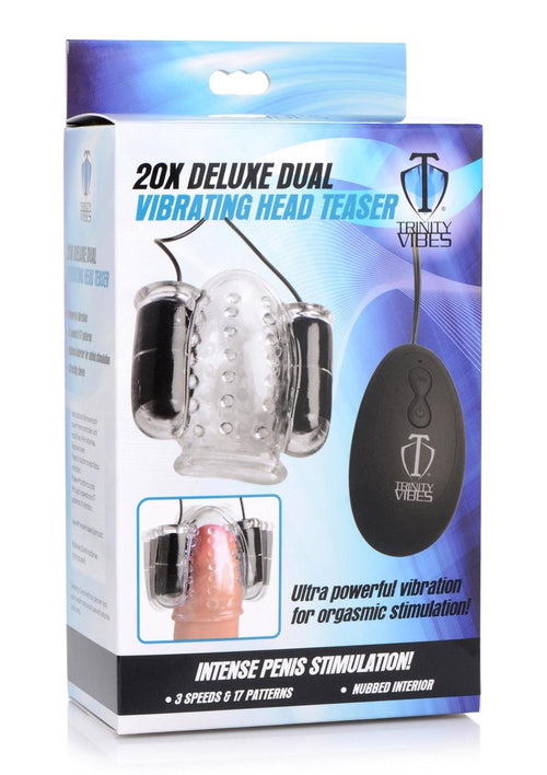 Load image 1 in gallery view. Trinity Men Twin Bullet Penis Head Teaser with Remote Control - Clear