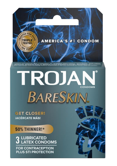 Load image 1 in gallery view. Trojan Bareskin Premium Lubricated Latex Condoms - 3-Pack