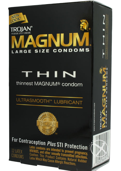 Load image 1 in gallery view. Trojan Condom Magnum Thin Large Size Lubricated - 12 Pack