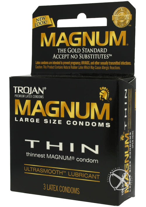 Load image 1 in gallery view. Trojan Condom Magnum Thin Large Size Lubricated - 3 Pack