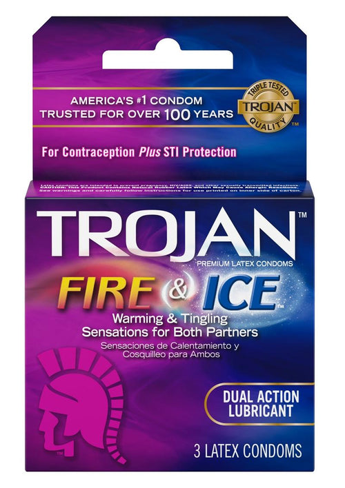 Load image 1 in gallery view. Trojan Condom Pleasures Fire and Ice Dual Action Lubricant - 3 Pack