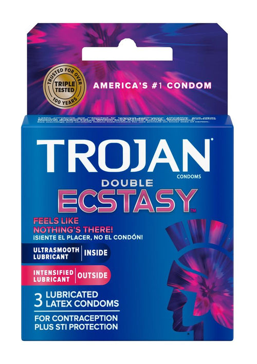 Load image 1 in gallery view. Trojan Double Ecstasy Condoms - 3 Pack