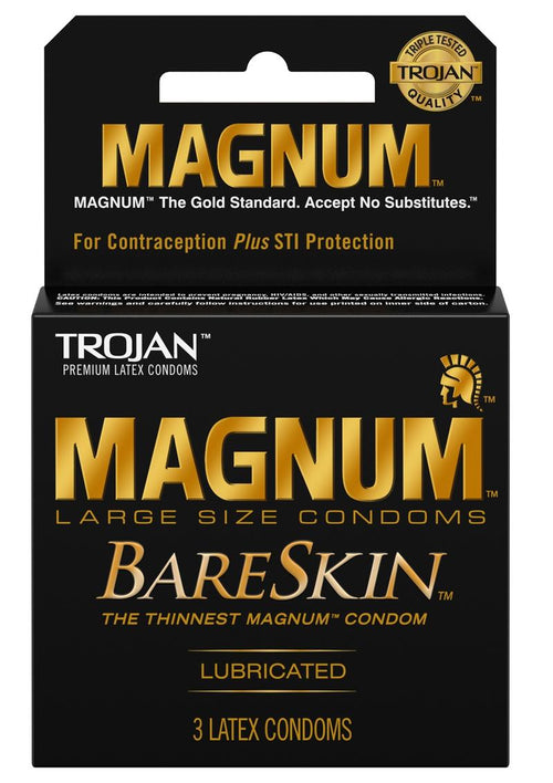 Load image 1 in gallery view. Trojan Magnum Bareskin Lubricated Latex Condoms - Large - 3-Pack