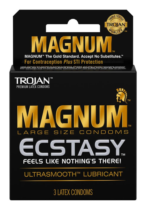 Load image 1 in gallery view. Trojan Magnum Ecstasy Ultra Smooth Lubricated Latex Condoms - 3-Pack