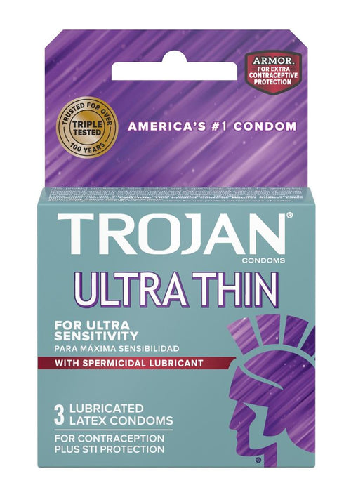 Load image 1 in gallery view. Trojan Ultra Thin Armor Spermicide Condom - 3 Pack
