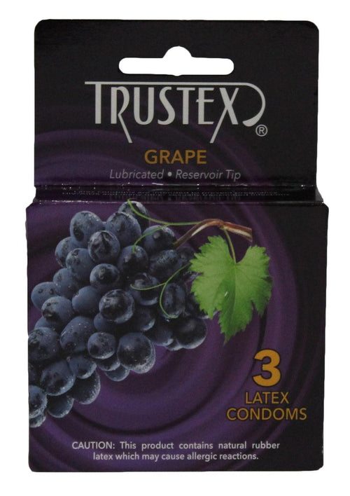 Load image 1 in gallery view. Trustex Lubricated Reservoir Tip Flavored Latex Condom Grape - 3 Per Box