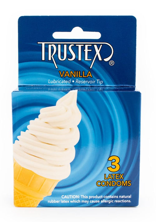 Load image 1 in gallery view. Trustex Lubricated Reservoir Tip Flavored Latex Condom Vanilla - 3 Per Box