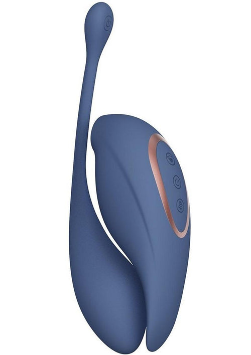Load image 1 in gallery view. Twitch 2 Silicone Rechargeable Suction and Flapping Vibrator with Remote Control Egg - Blue