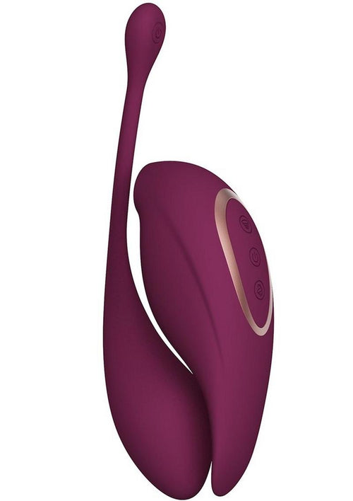 Load image 1 in gallery view. Twitch 2 Silicone Rechargeable Suction and Flapping Vibrator with Remote Control Egg - Burgundy/Red