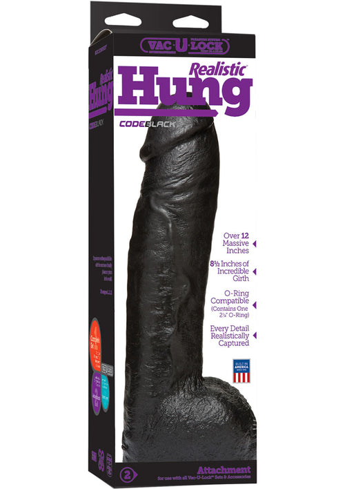 Load image 1 in gallery view. Vac-U-Lock Codeblack Realistic Hung Dildo - Black - 12in