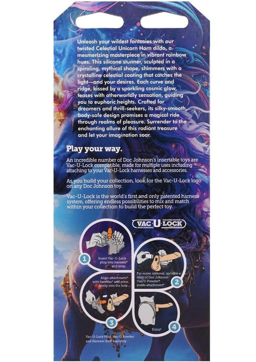Load image 1 in gallery view. Vac-U-Lock Fantasy Fuckers Celestial Unicorn Horn Glow In The Dark Silicone Dildo Vac-U-Lock