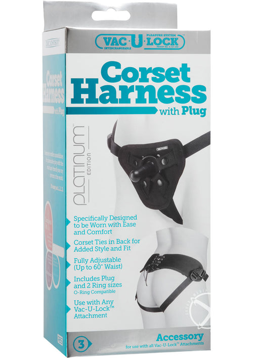 Load image 1 in gallery view. Vac-U-Lock Platinum Corset Harness with Plug - Black