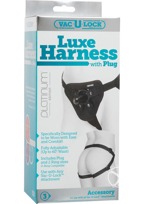Load image 1 in gallery view. Vac-U-Lock Platinum Luxe Harness with Butt Plug - Black