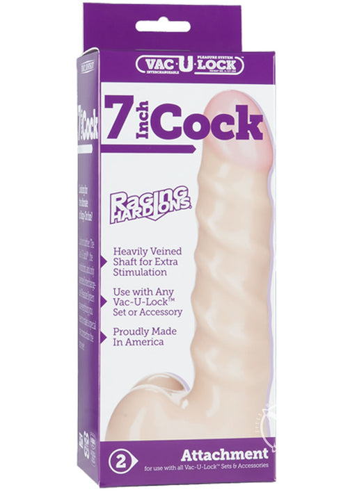 Load image 1 in gallery view. Vac-U-Lock Raging Hard-Ons Dildo - Flesh/Vanilla - 7in