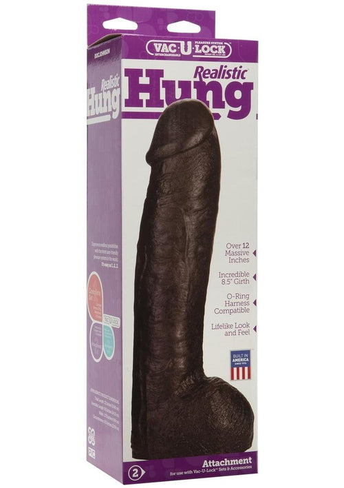 Load image 1 in gallery view. Vac-U-Lock Realistic Hung Dildo - Black - 12in