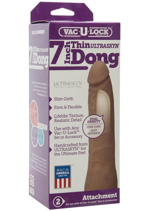 Load image 1 in gallery view. Vac-U-Lock Ultraskyn Thin Dildo - Brown/Caramel - 7in