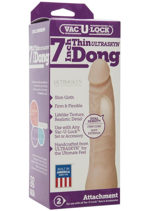Load image 1 in gallery view. Vac-U-Lock Ultraskyn Thin Dildo - Vanilla/White - 7in