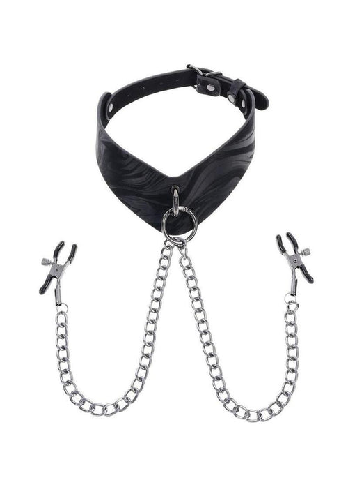 Load image 1 in gallery view. Velvet Noir Collar and Removable Clamps - Black
