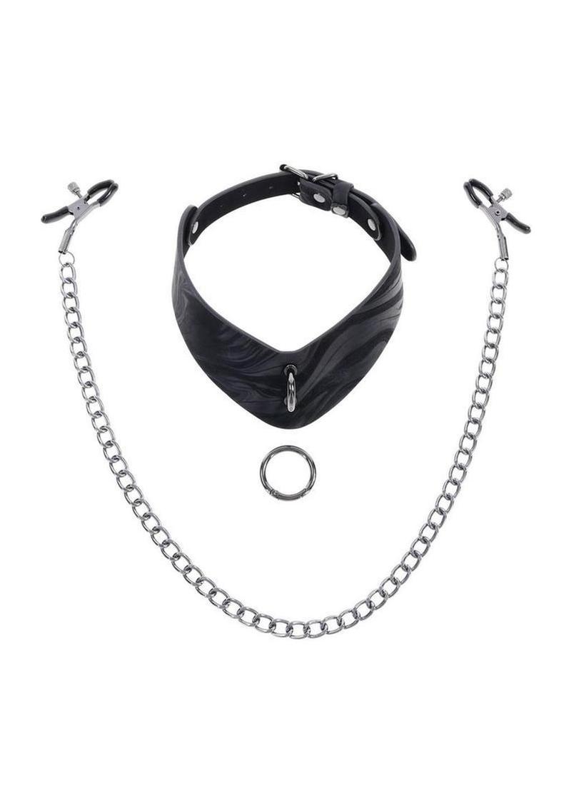 Velvet Noir Collar and Removable Clamps Sportsheets