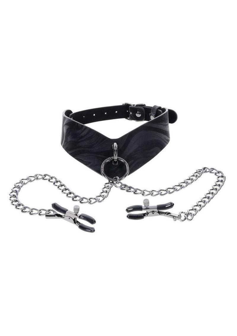 Velvet Noir Collar and Removable Clamps Sportsheets