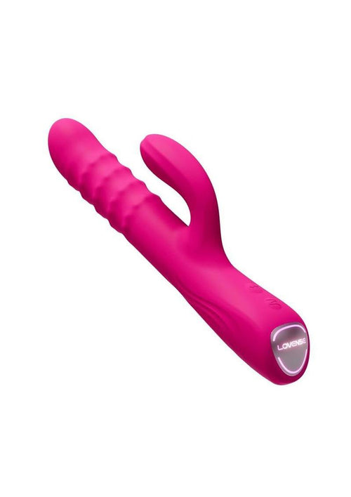 Load image 1 in gallery view. Velvo Rotating Vibrating 3-In-1 Rechargeable Bluetooth App Compatible Rabbit Vibrator - Pink