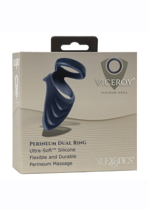 Load image 1 in gallery view. Viceroy Perineum Dual Ring Silicone Cock Ring - Blue