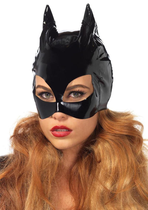 Load image 1 in gallery view. Vinyl Cat Woman Mask - Black - One Size