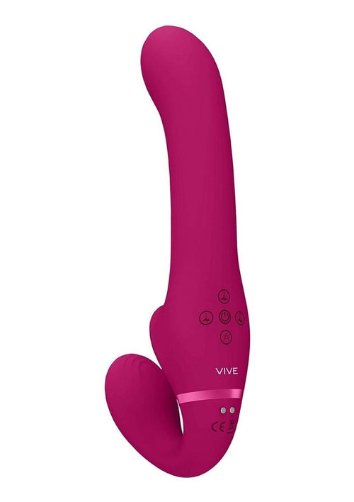 Load image 1 in gallery view. Vive Al Rechargeable Silicone Dual Motor Strapless Strap-On - Pink