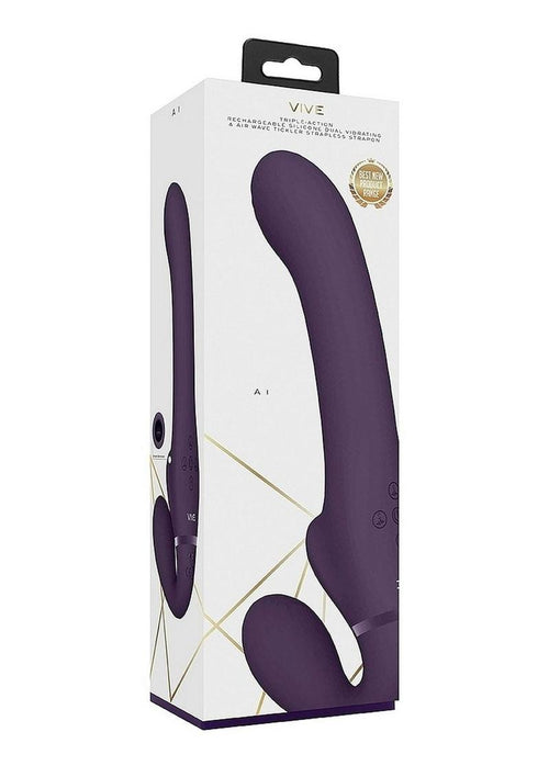 Load image 1 in gallery view. Vive Al Rechargeable Silicone Dual Motor Strapless Strap-On - Purple