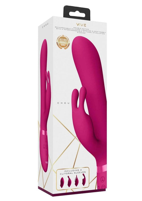 Load image 1 in gallery view. Vive Chou Rechargeable Silicone G-Spot Rabbit and Clitoral Stimulator - Pink