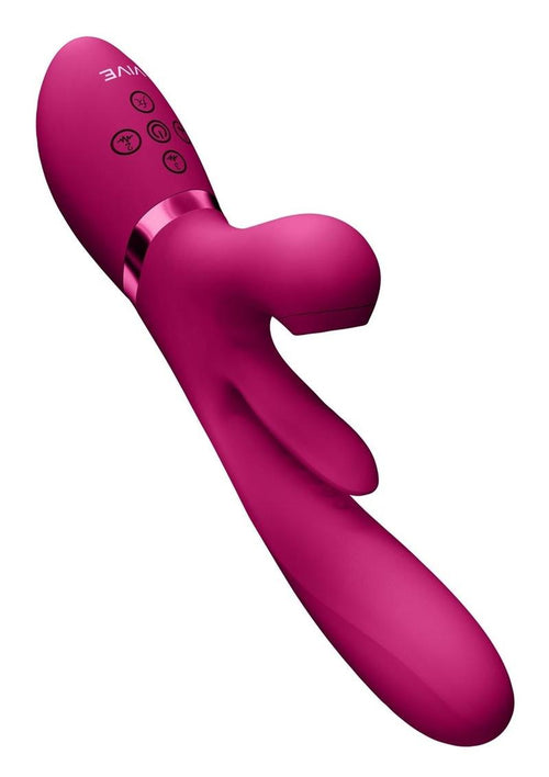 Load image 1 in gallery view. Vive Ena Rechargeable Silicone Triple Motor Thrusting G-Spot with Flapper and Air Wave Clit Stimulation Vibrator Vive by Shots