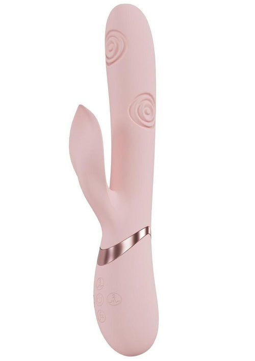 Load image 1 in gallery view. Vive Fronda Rechargeable Silicone Triple Motor G-Spot Vibrating and Tapping Leaf Clit Stimulator - Pink