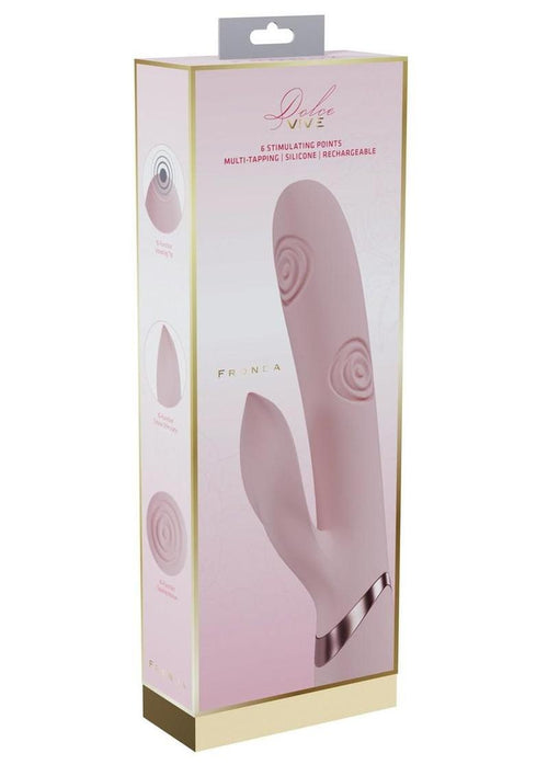 Load image 1 in gallery view. Vive Fronda Rechargeable Silicone Triple Motor G-Spot Vibrating and Tapping Leaf Clit Stimulator - Pink