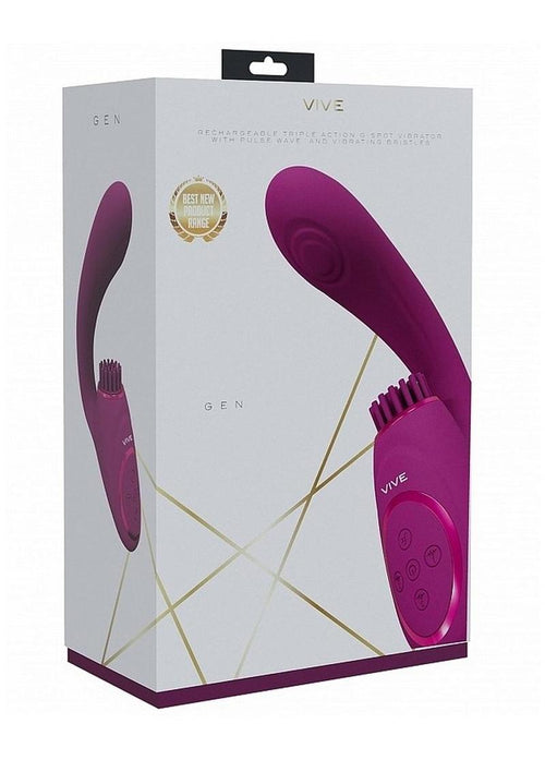 Load image 1 in gallery view. Vive Gen Rechargeable Silicone Triple Motor G-Spot Vibrator with Pulse Wave - Pink