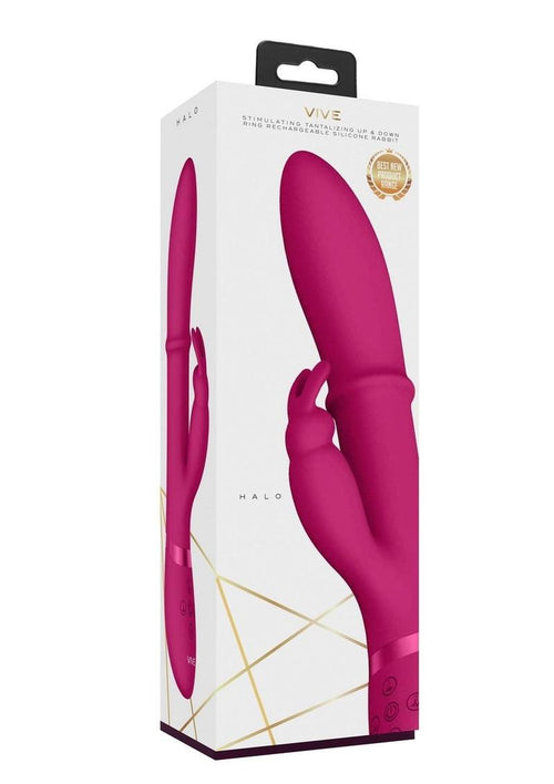 Load image 1 in gallery view. Vive Halo Rechargeable Silicone Ring Rabbit Vibrator - Pink