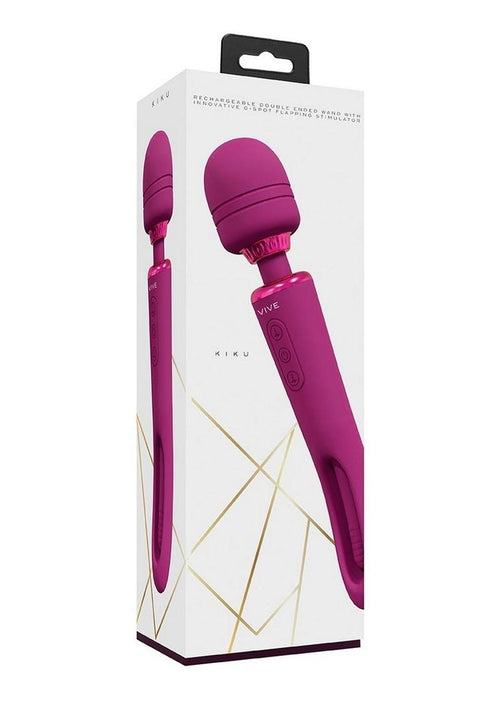 Load image 1 in gallery view. Vive Kiku Rechargeable Double Ended Wand with G-Spot Stimulator - Pink