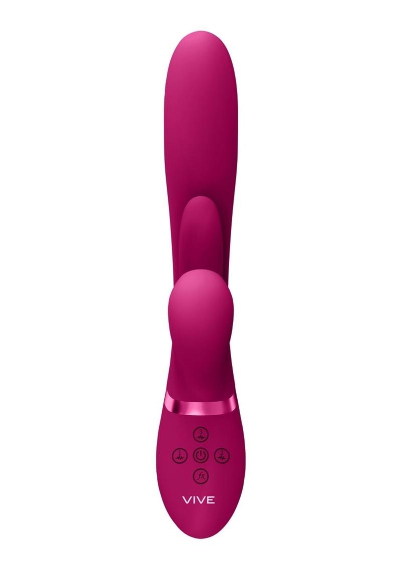 Vive Kura Rechargeable Silicone Triple Motor Thrusting G-Spot with Flapper and Air Wave Clit Stimulation Vibrator Vive by Shots