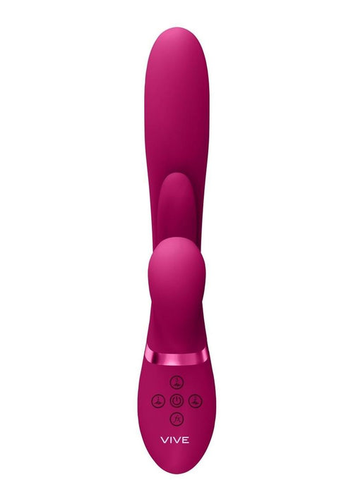 Load image 1 in gallery view. Vive Kura Rechargeable Silicone Triple Motor Thrusting G-Spot with Flapper and Air Wave Clit Stimulation Vibrator Vive by Shots