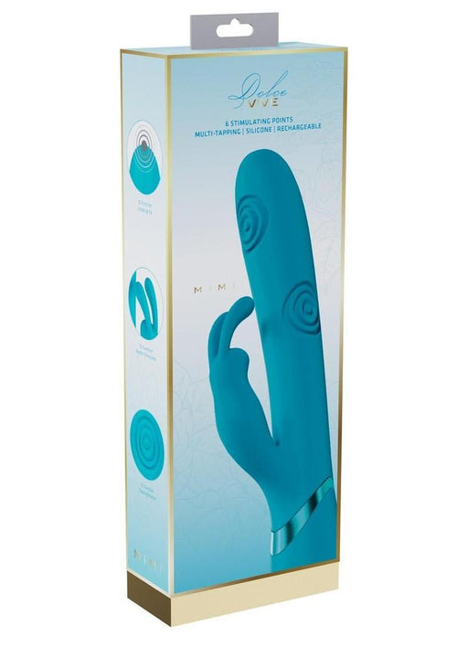 Load image 1 in gallery view. Vive Mimi 10 Function Silicone Rechargeable Triple Motor G-Spot Vibrating and Tapping Rabbit - Blue