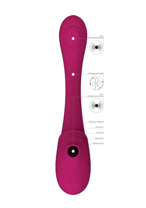 Load image 1 in gallery view. Vive Mirai Rechargeable Silicone Dual Motor Double Ended Bendable Pulse and Air Wave Vibrator Vive by Shots