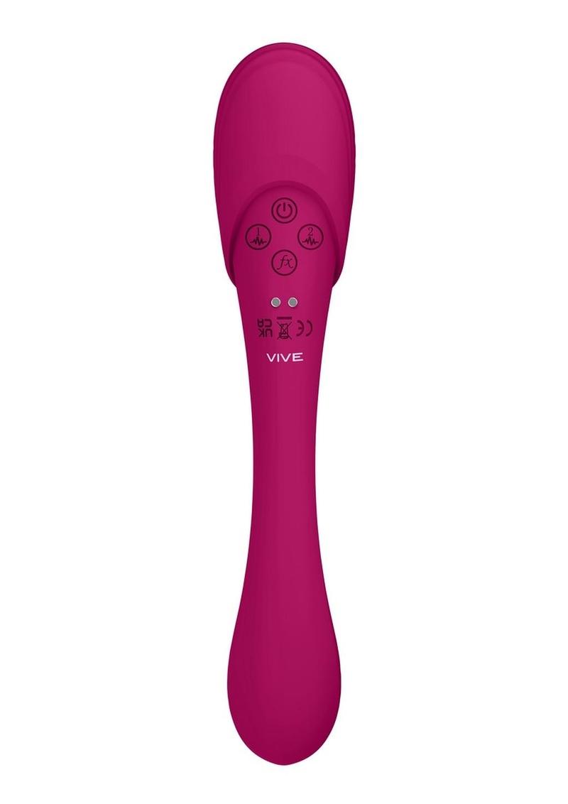 Vive Mirai Rechargeable Silicone Dual Motor Double Ended Bendable Pulse and Air Wave Vibrator Vive by Shots