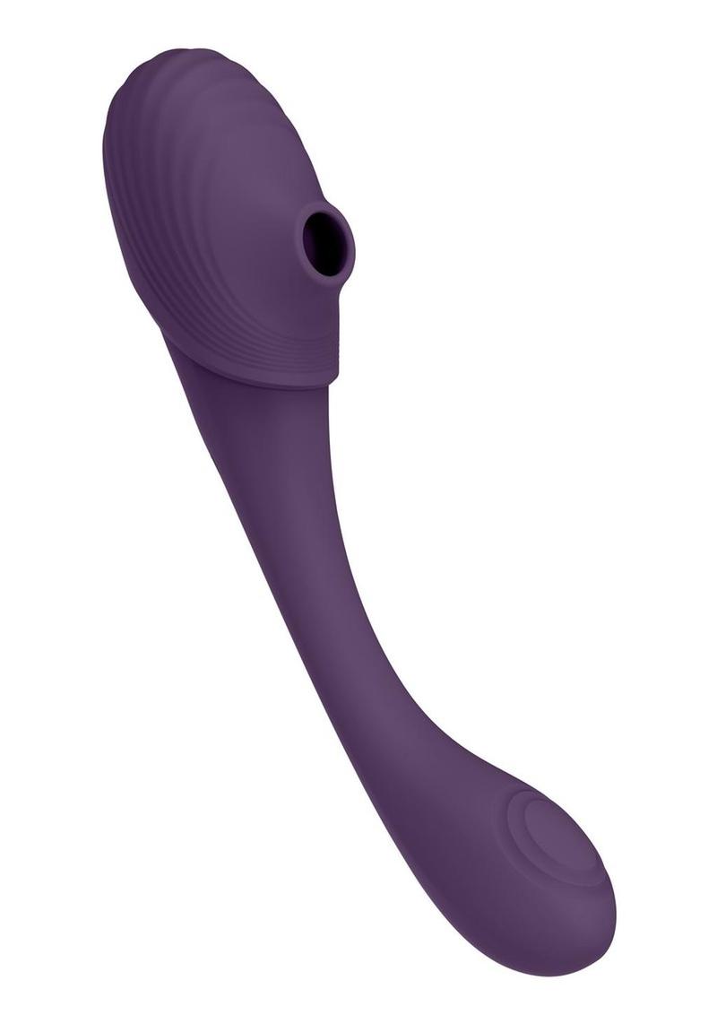 Vive Mirai Rechargeable Silicone Dual Motor Double Ended Bendable Pulse and Air Wave Vibrator Vive by Shots