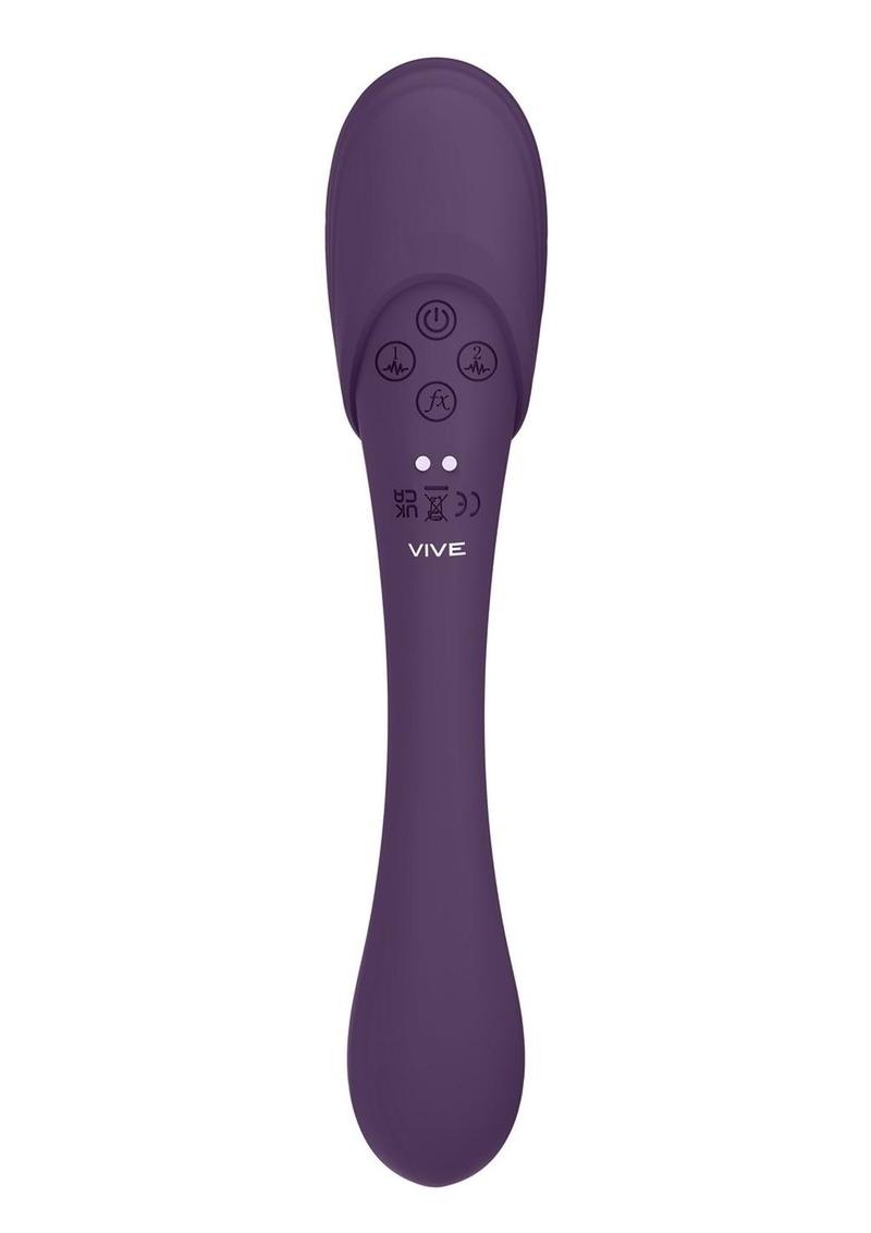 Vive Mirai Rechargeable Silicone Dual Motor Double Ended Bendable Pulse and Air Wave Vibrator Vive by Shots