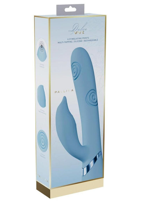 Load image 1 in gallery view. Vive Pallina Rechargeable Silicone Triple Motor G-Spot Vibrating and Tapping Beads Clit Stimulator - Blue
